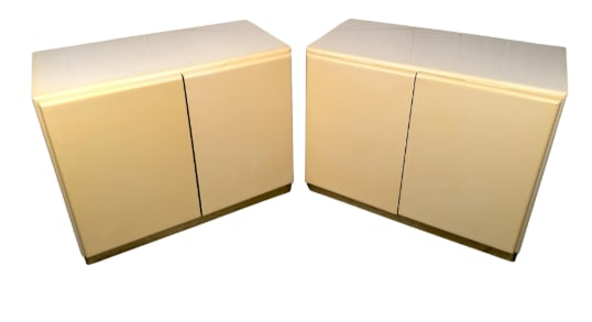 Milo Baughman for Thayer Coggin Ivory Lacquer and Chrome Two-Door Cabinets (1 of 19)