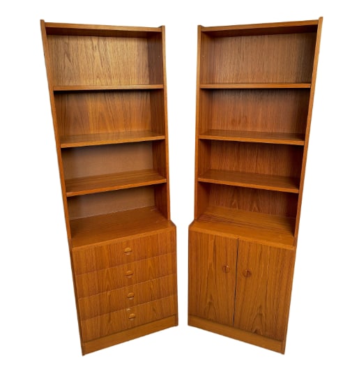 Vintage Modular Shelving Units By Van Pelt: Exquisite MCM Modular Shelving Units by Van Pelt, crafted with meticulous attention to detail in Belgium. These versatile shelving units are designed to adapt to any space, providing both functionalit