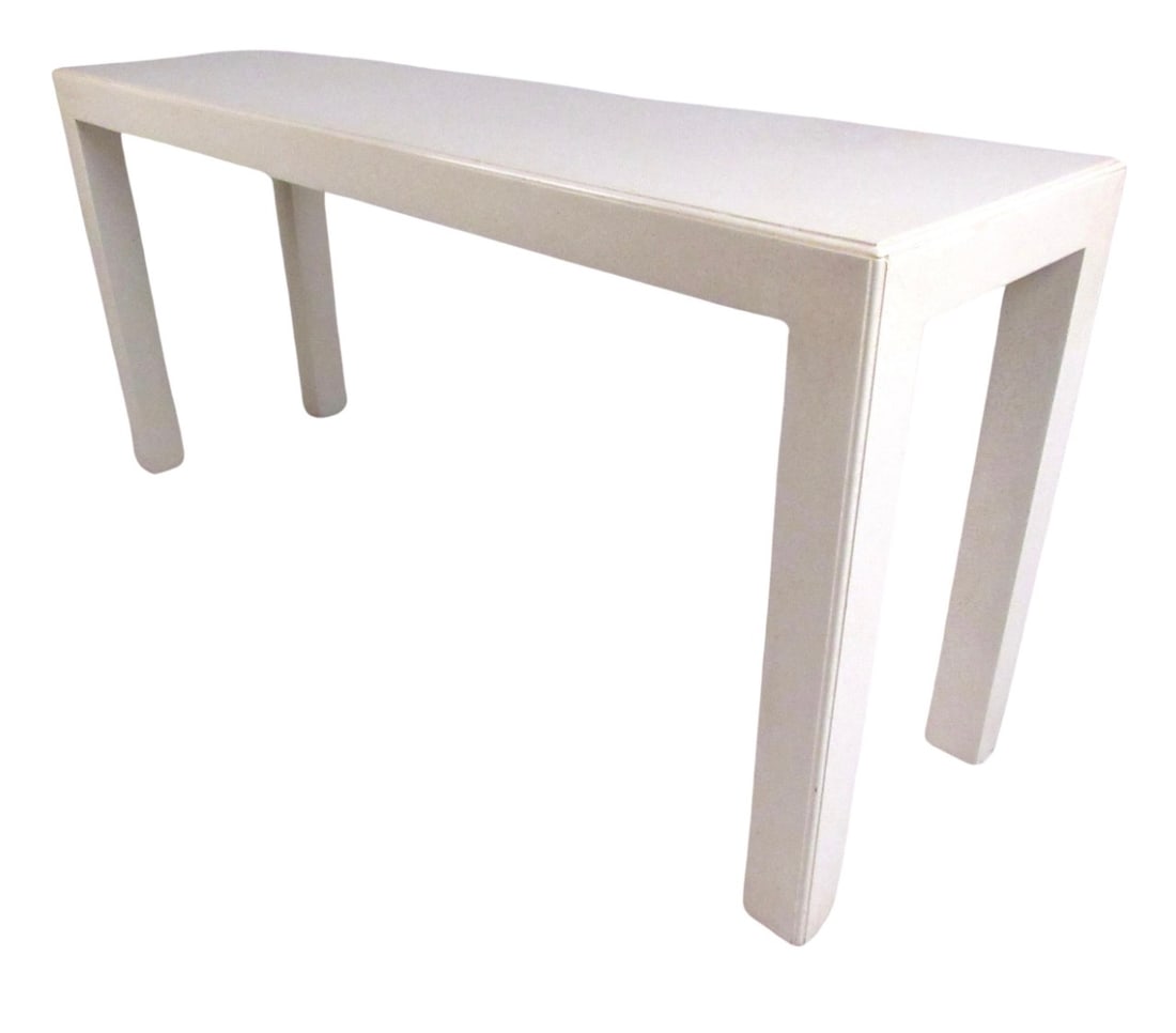 Mid-Century John Widdicomb Console Table: Mid-Century Modern Parsons style console table by John Widdicomb, circa 1960s. // Pickup location: Brooklyn, NY // Dimensions: Height: 26.5 in (67.31 cm)Width: 56 in (142.24 cm)Depth: 16 in (40.64 cm)