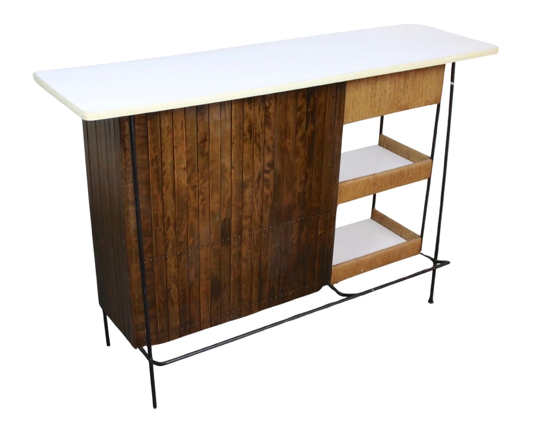 Arthur Umanoff Dry Bar for Raymor: Iconic mid-century modern dry bar designed by Arthur Umanoff for Raymor Furniture. Umanoff was one of the premier American designers of the 1960s, and Raymor Furniture was at the top of the importing