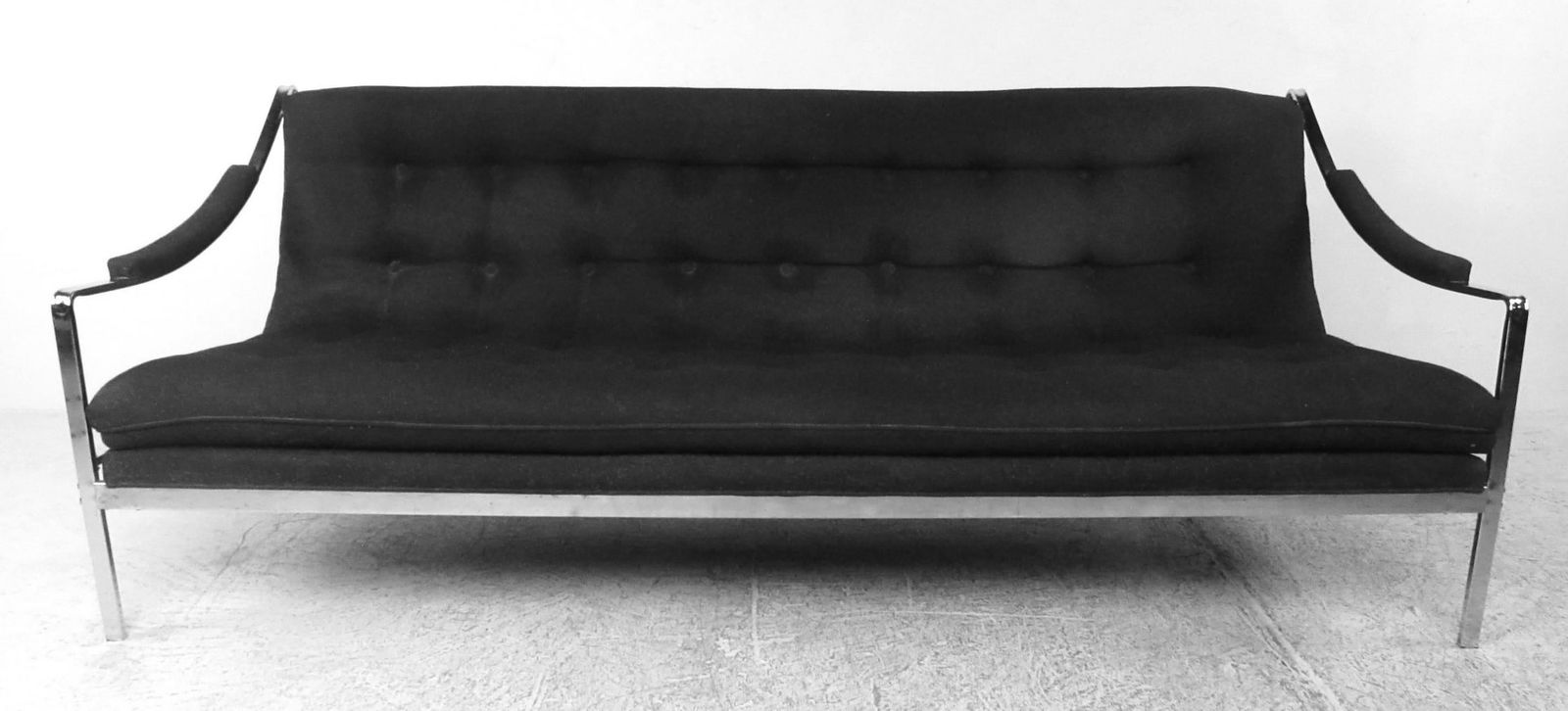 Mid-Century Tufted Chrome Sofa - 2