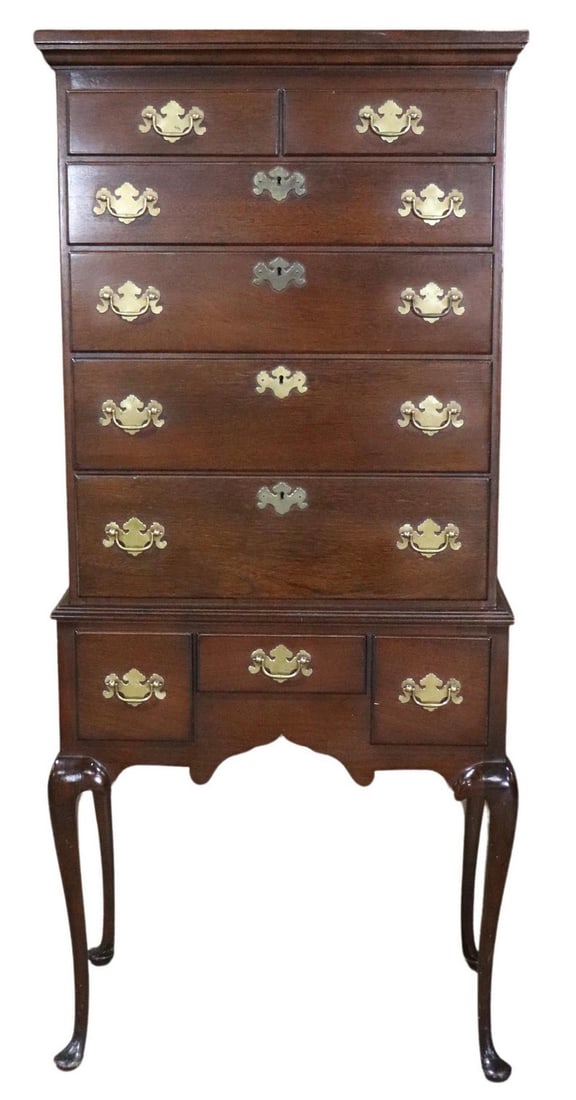 Miniature Queen Anne Two Piece Tall Boy Dresser (1 of 13)