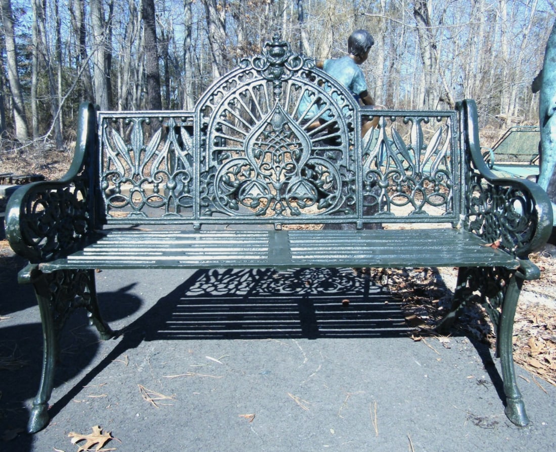 Sculpted Cast Iron Bench - 2