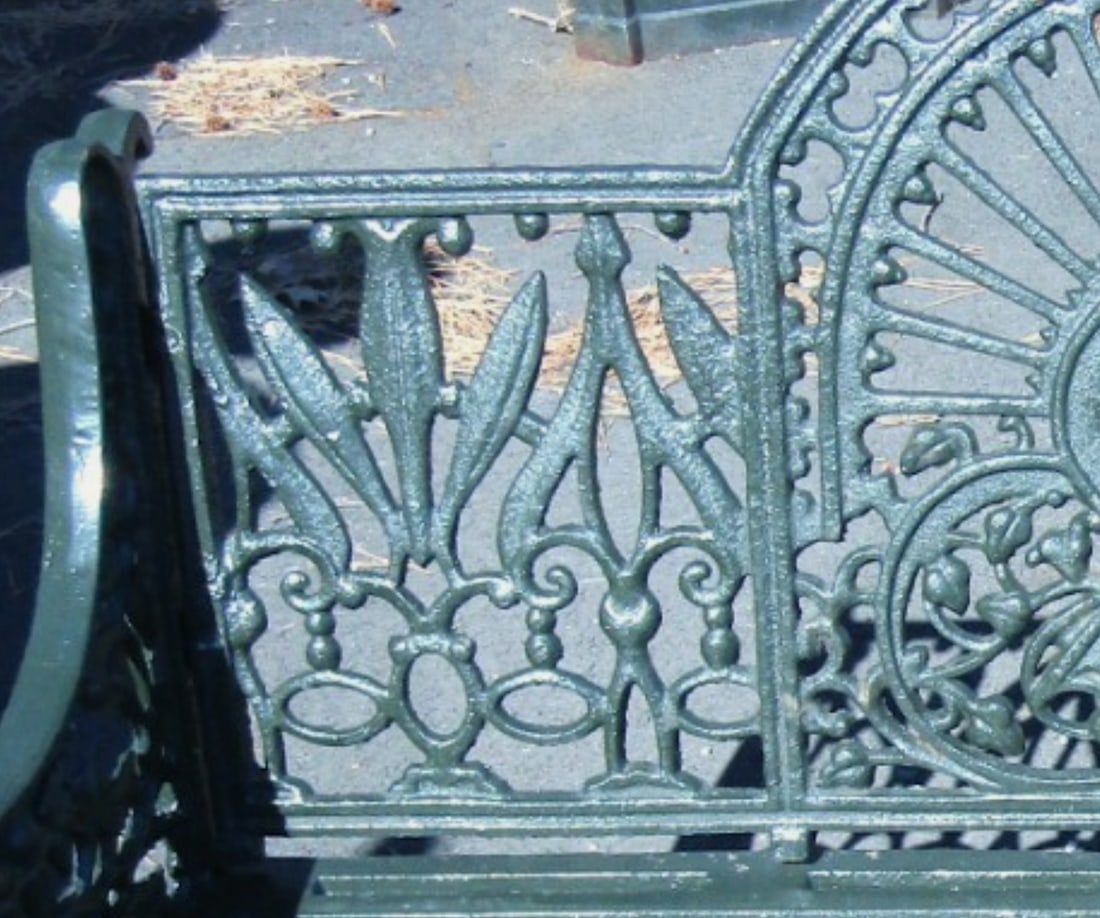 Sculpted Cast Iron Bench - 5