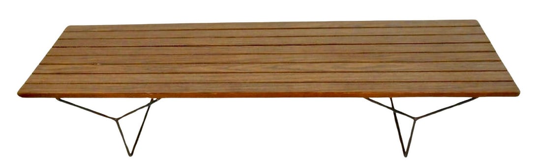Mid-Century Bertoia Slat Bench by Knoll: This beautiful slat bench by Harry Bertoia for Knoll measures 72 inches wide, and is a wonderful piece from one of their most popular 1950's designers. // Pickup location: Brooklyn, NY // 