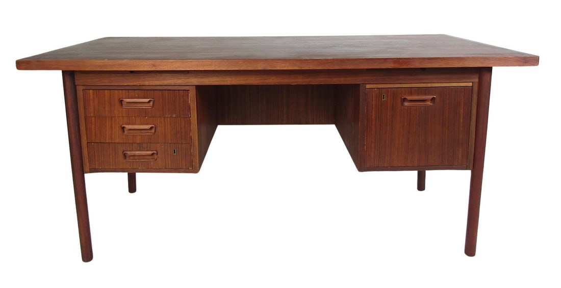 Midcentury Teak Desk with a Finished Back (1 of 14)