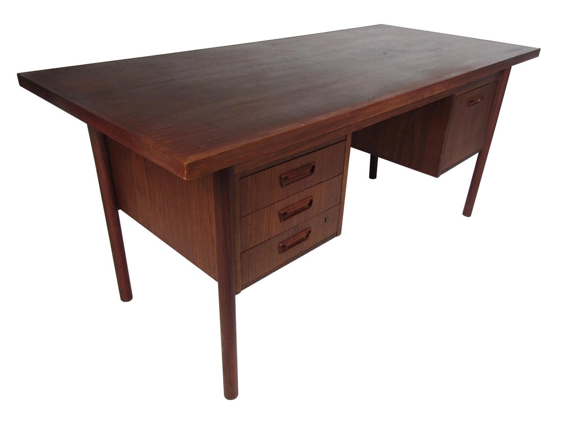 Midcentury Teak Desk with a Finished Back - 2