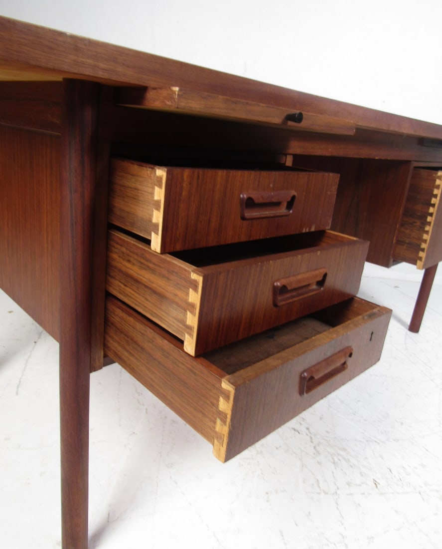 Midcentury Teak Desk with a Finished Back - 5