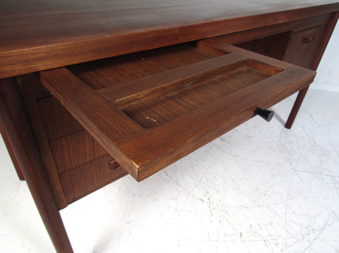 Midcentury Teak Desk with a Finished Back - 6