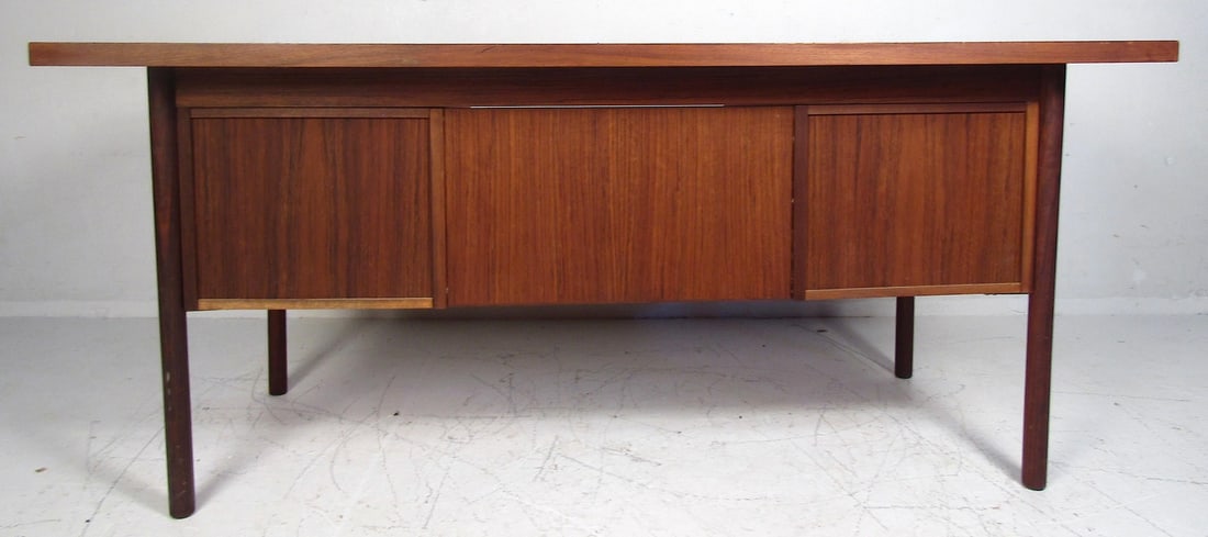 Midcentury Teak Desk with a Finished Back - 8