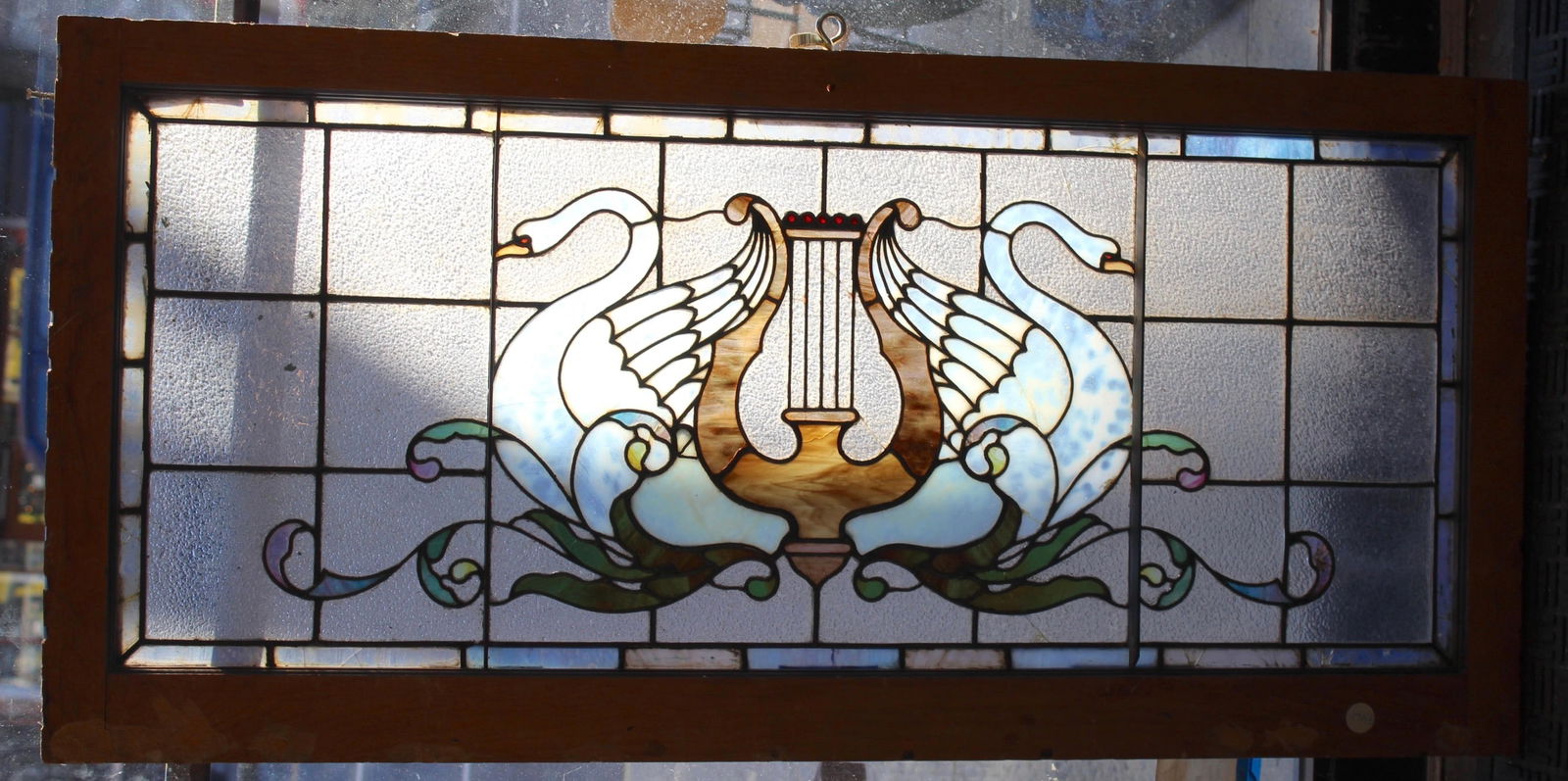 Architectural Stained Glass Window with Swans - 16