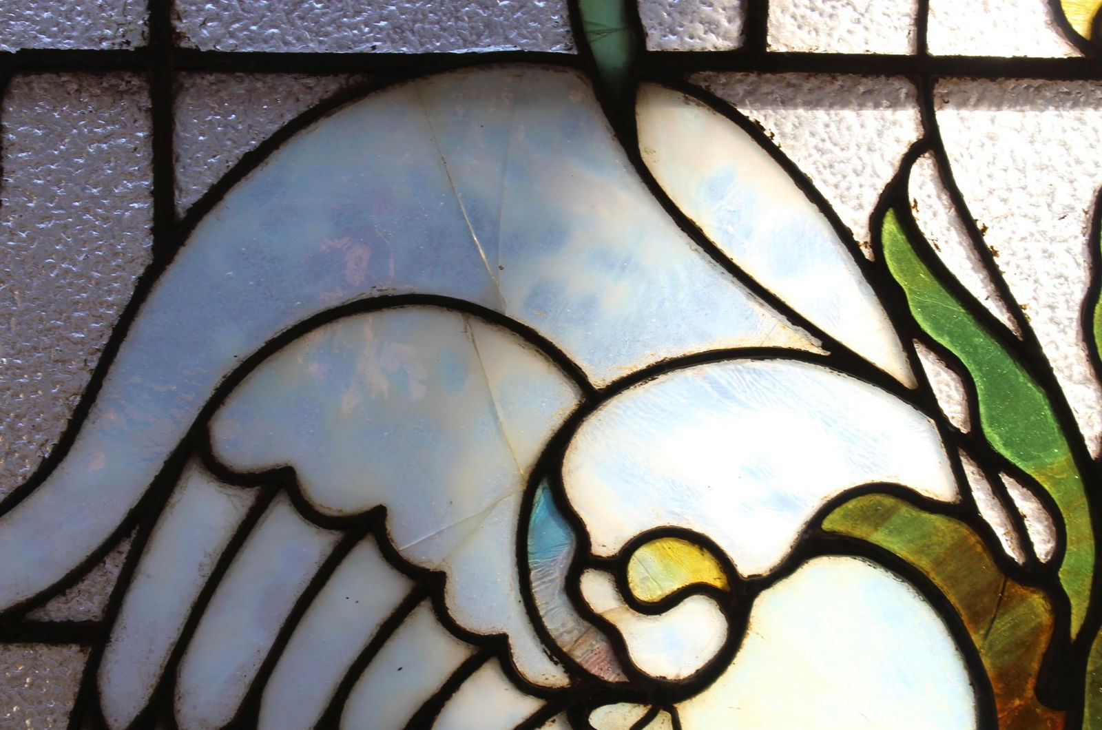 Architectural Stained Glass Window with Swans - 5