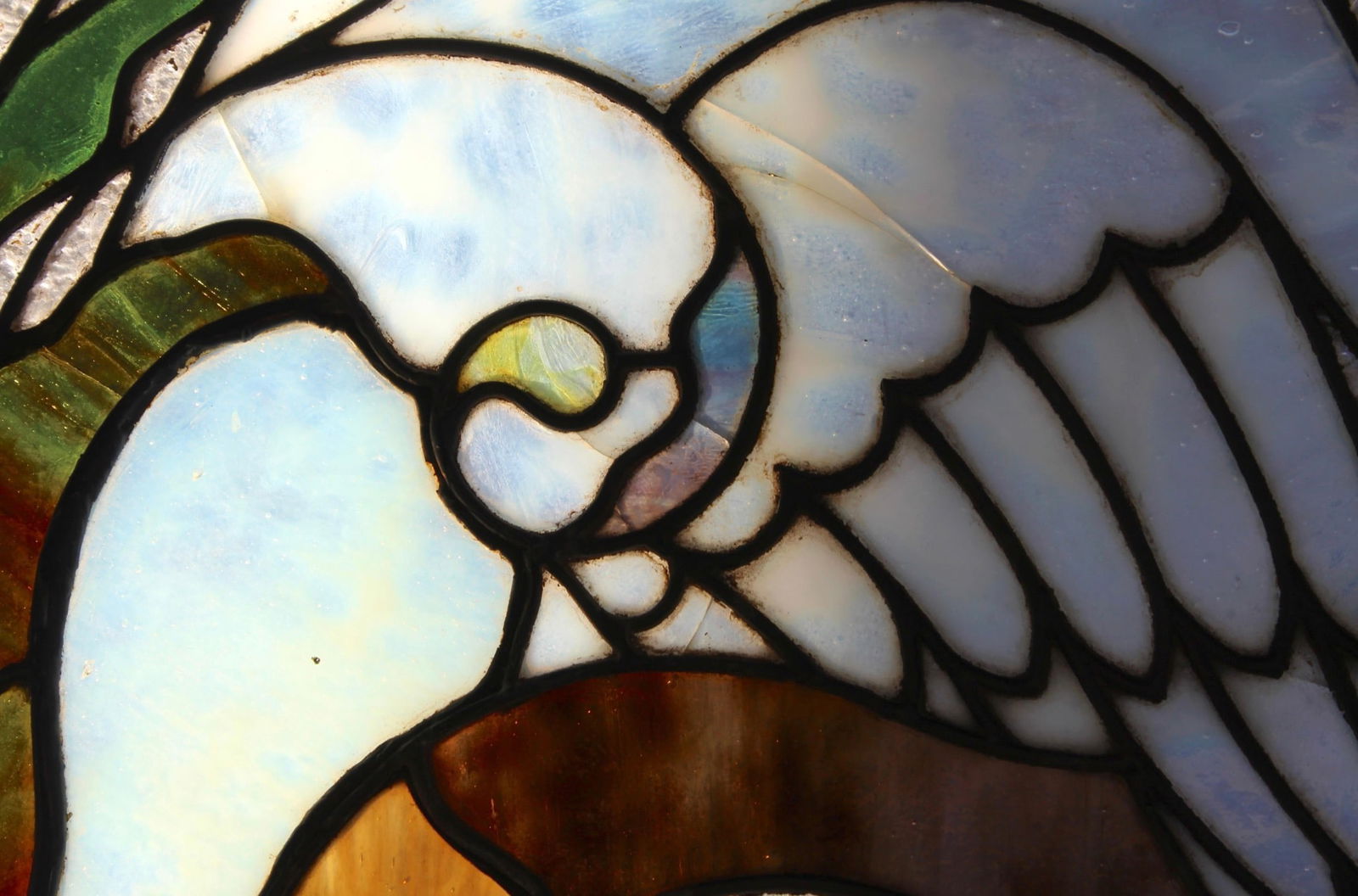 Architectural Stained Glass Window with Swans - 7