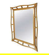 Midcentury Style Wall Mirror: Large hanging mirror with sculpted wood frame. Great shape and design for vertical or horizontal hanging. // PICKUP LOCATION: Brooklyn, NY // Condition: Good. Minor fading. Minor scratches