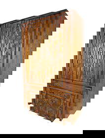 Mid-Century "Pueblo" Armoire by Lane: Stylish mid-century modern armoire manufactured by Lane. Intricate design throughout the piece's front. Ample storage space with adjustable shelving. // PICKUP LOCATION: Brooklyn, NY // Condition: Goo