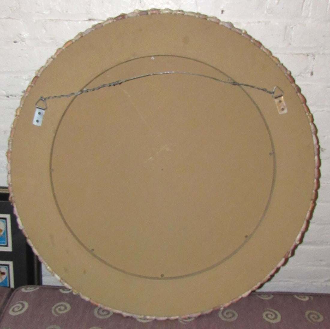 Unique Vintage Circular Seashell Mirror - 5