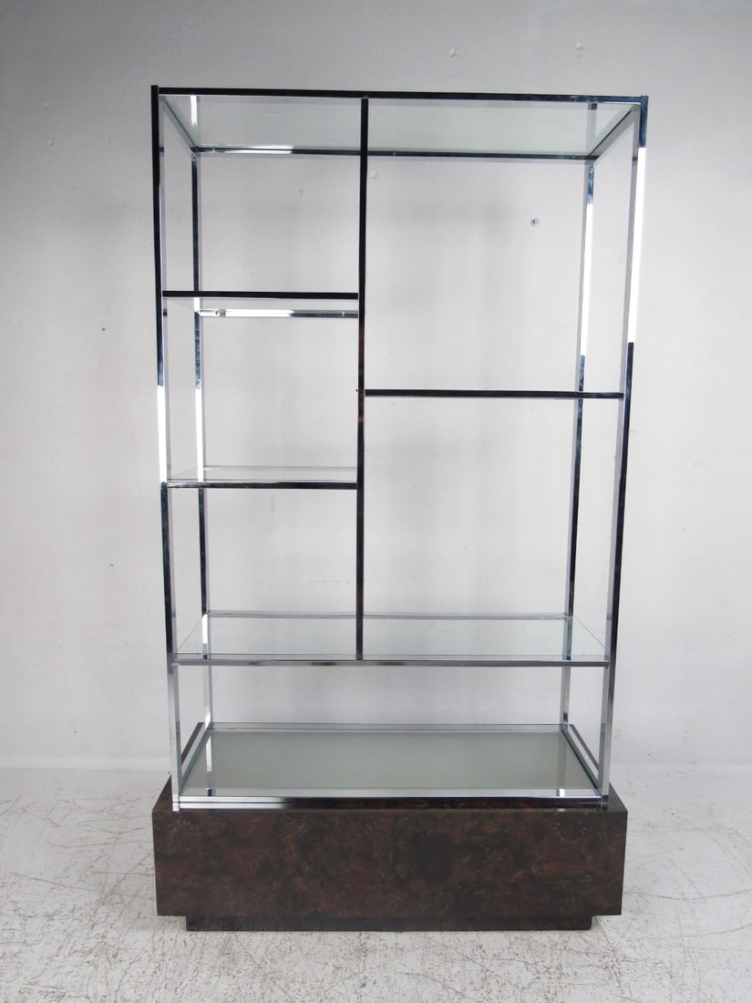 Polished Chrome Bookcase on Light Up Base - 3