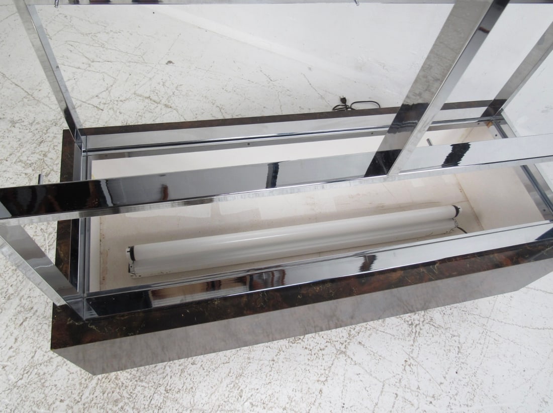 Polished Chrome Bookcase on Light Up Base - 9