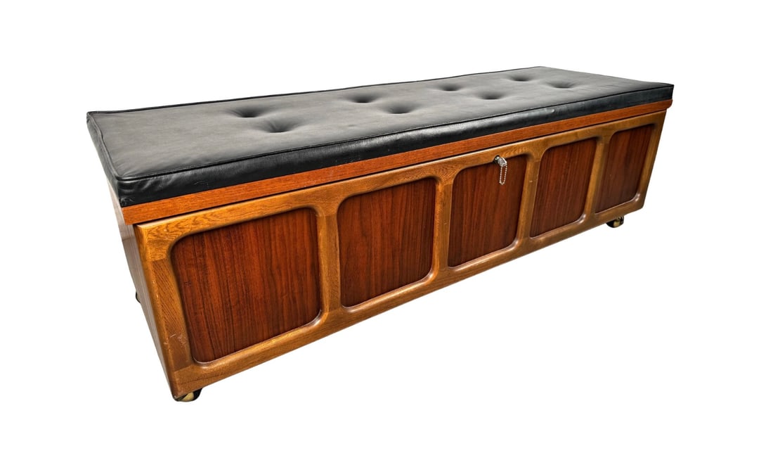 Mid-Century Tufted Cedar and Walnut Chest by Lane (1 of 16)