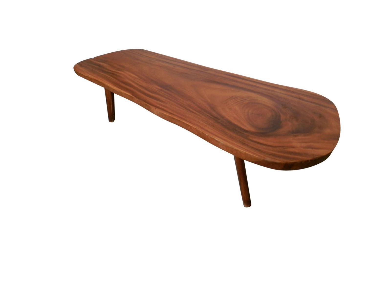 Live Edge Table with Stunning Grain: Vintage cocktail table made with a one of a kind slab. Custom built. // PICK UP LOCATION: BROOKLYN NY // Condition: Good. Wear consistent with age and use. Vintage condition with some wear -