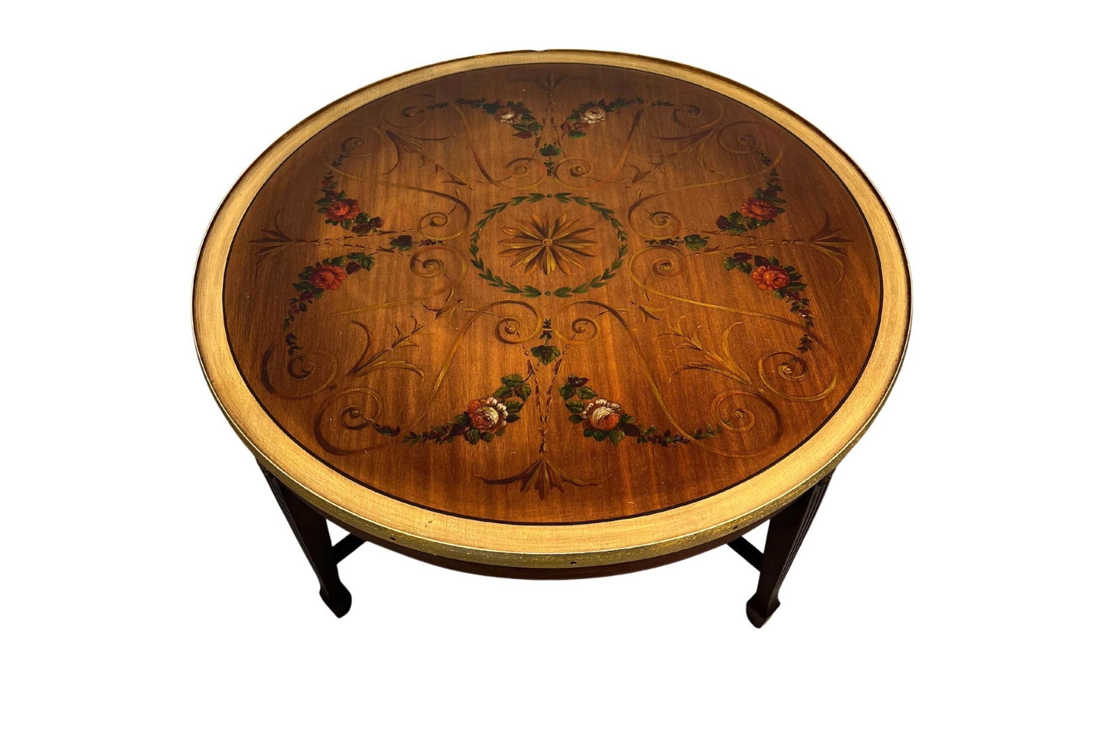 Antique Hand Painted Floral Mahogany Coffee Table (1 of 9)