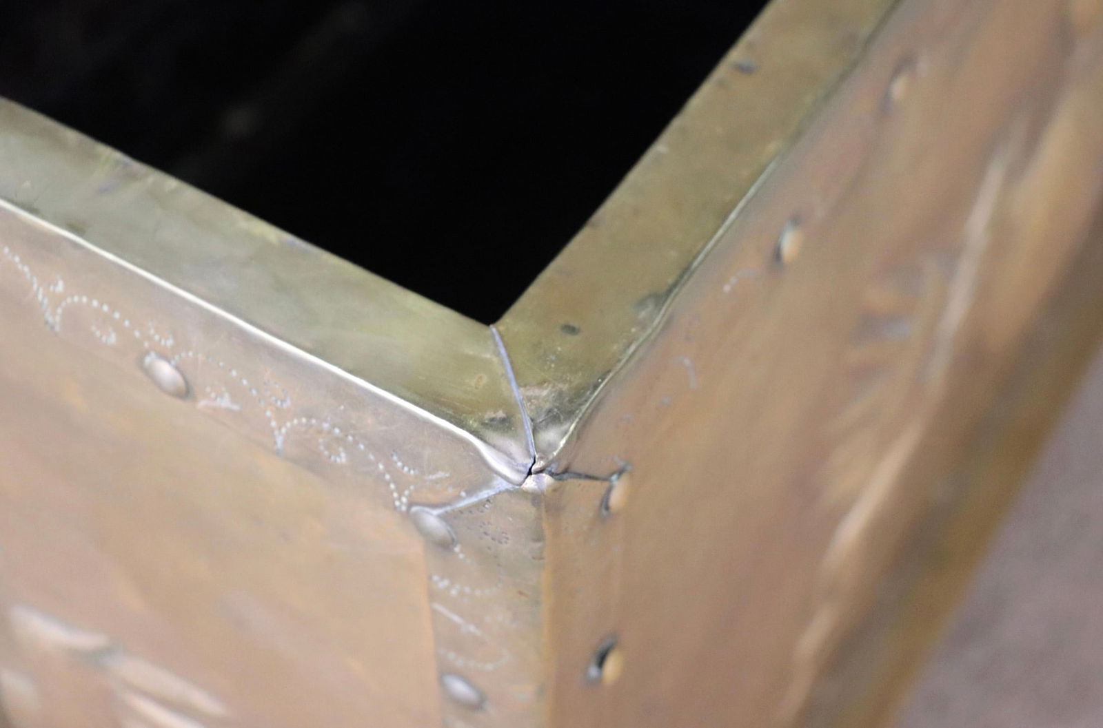 Antique Brass Scuttle Box - 10