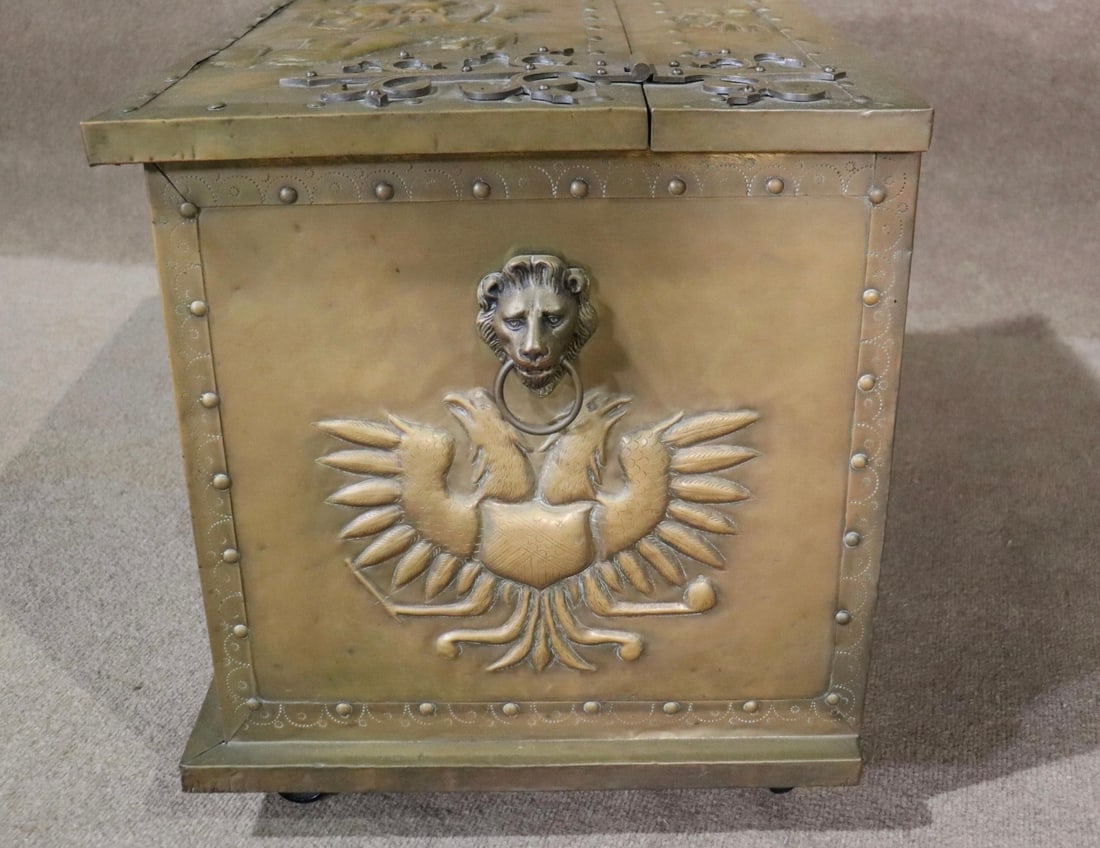 Antique Brass Scuttle Box - 2