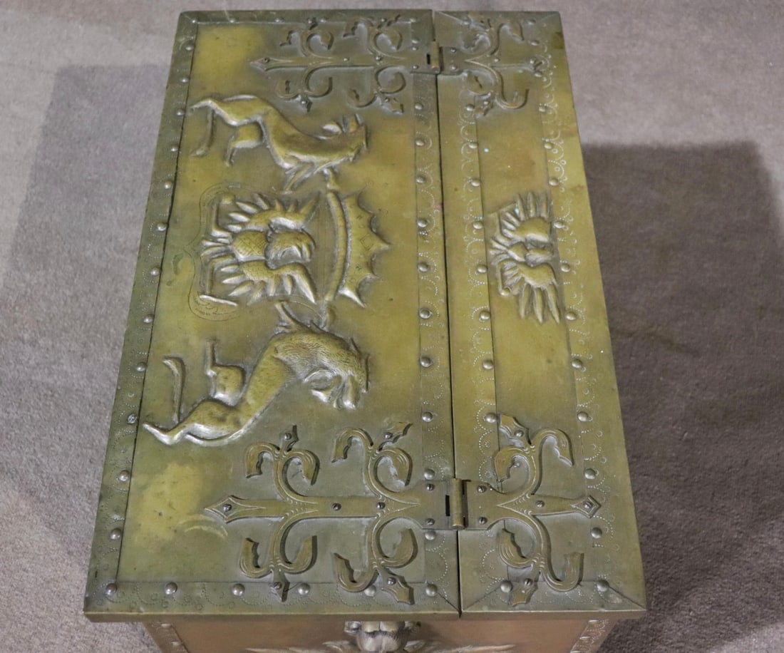 Antique Brass Scuttle Box - 3
