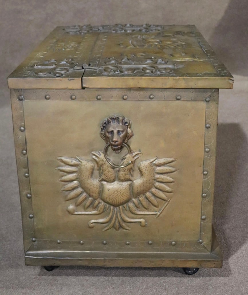 Antique Brass Scuttle Box - 5