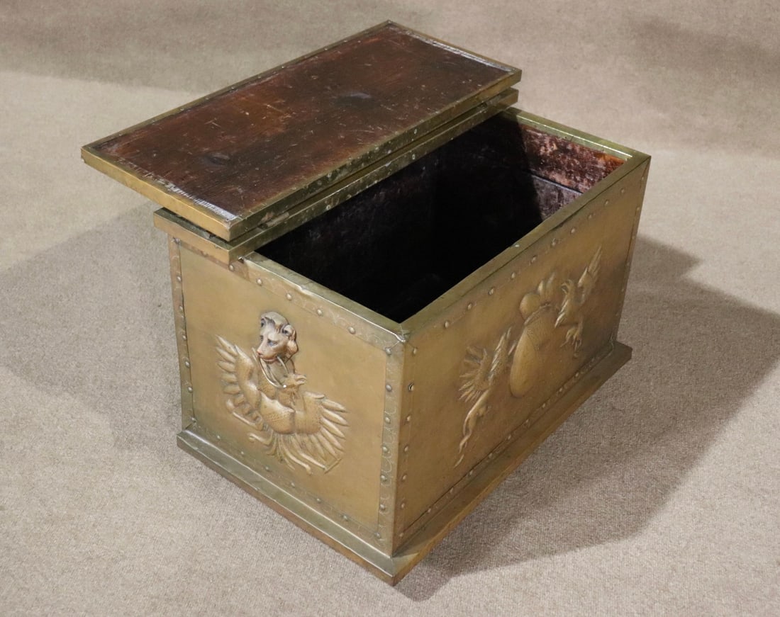 Antique Brass Scuttle Box - 8