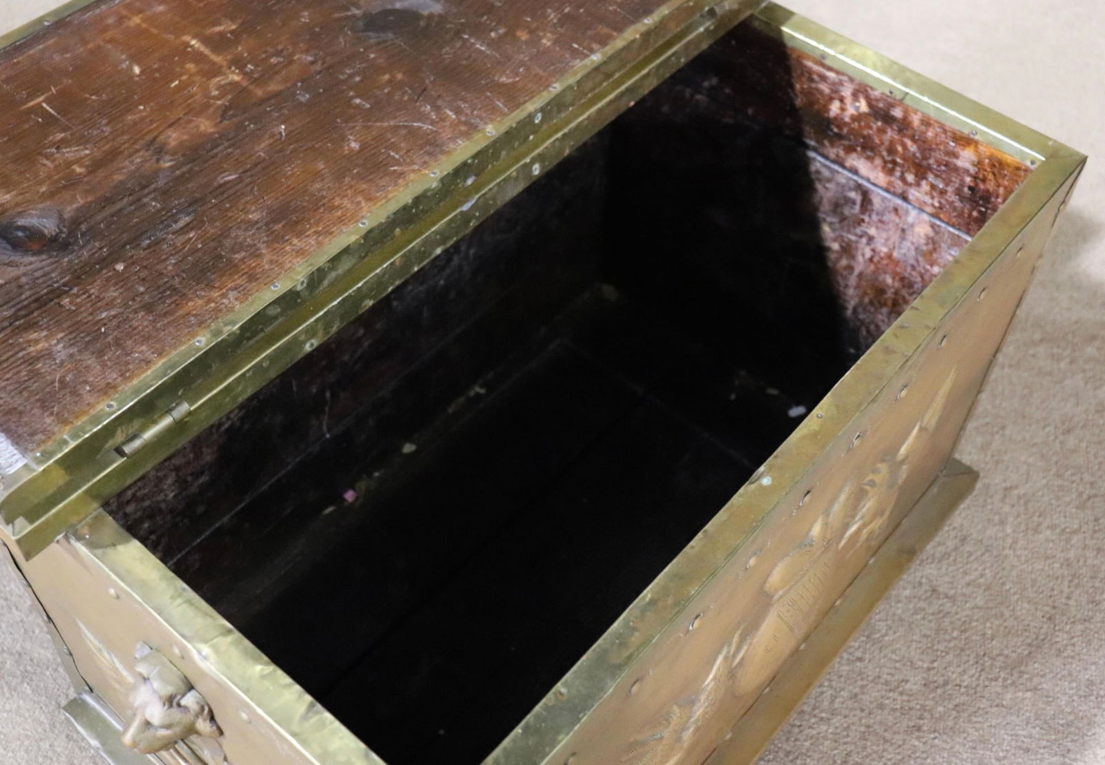 Antique Brass Scuttle Box - 9