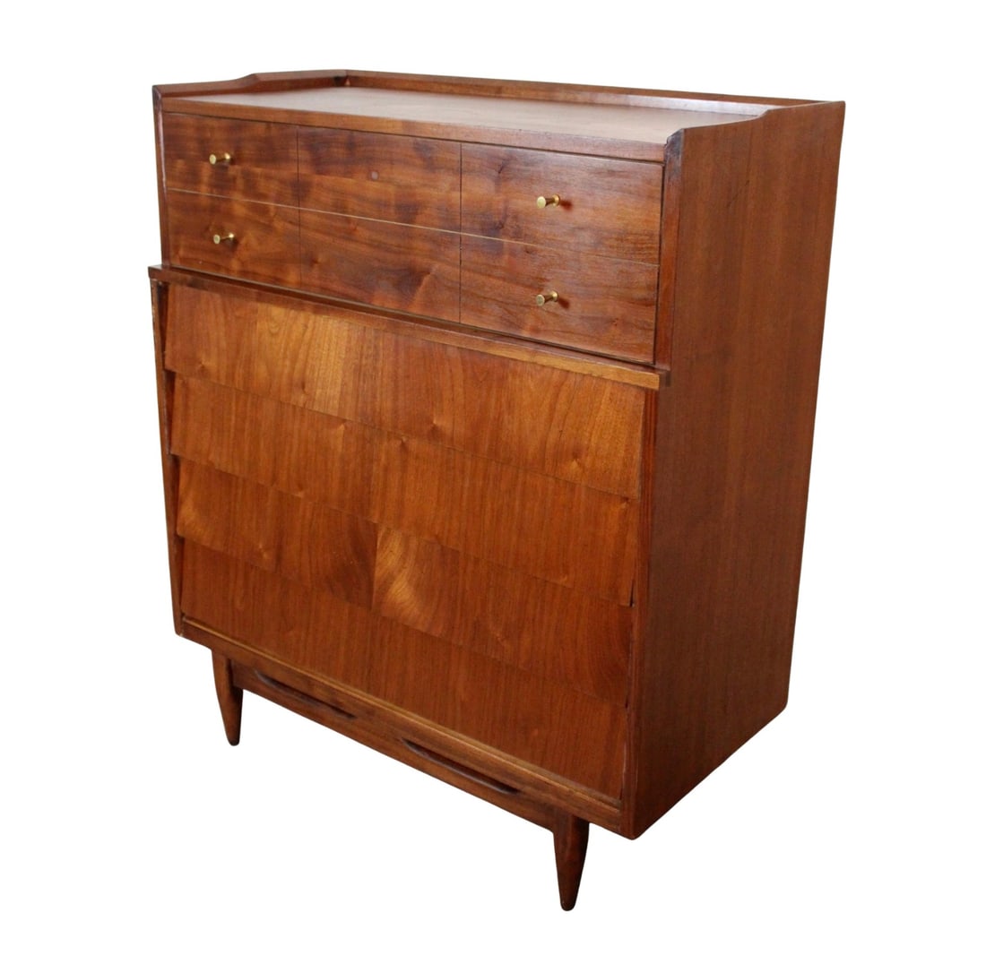 Mid-Century Walnut Louvered Hiboy Dresser (1 of 17)
