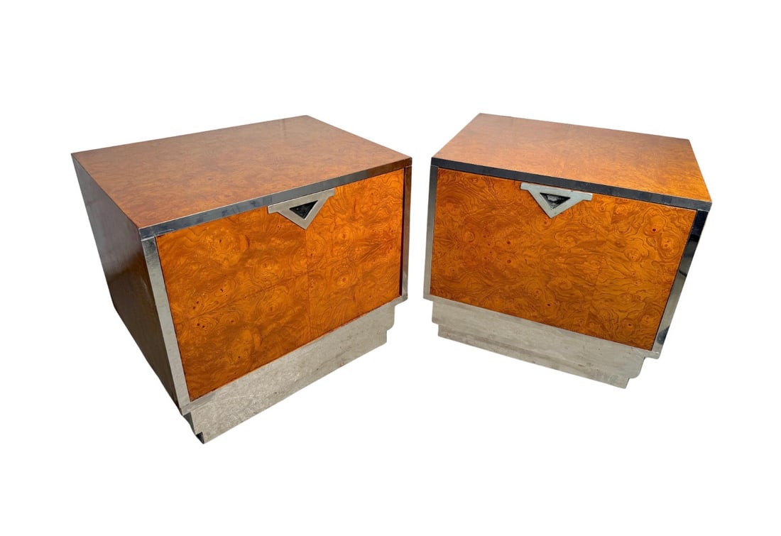 Unique Vintage Burl and Metal Nightstands (1 of 20)