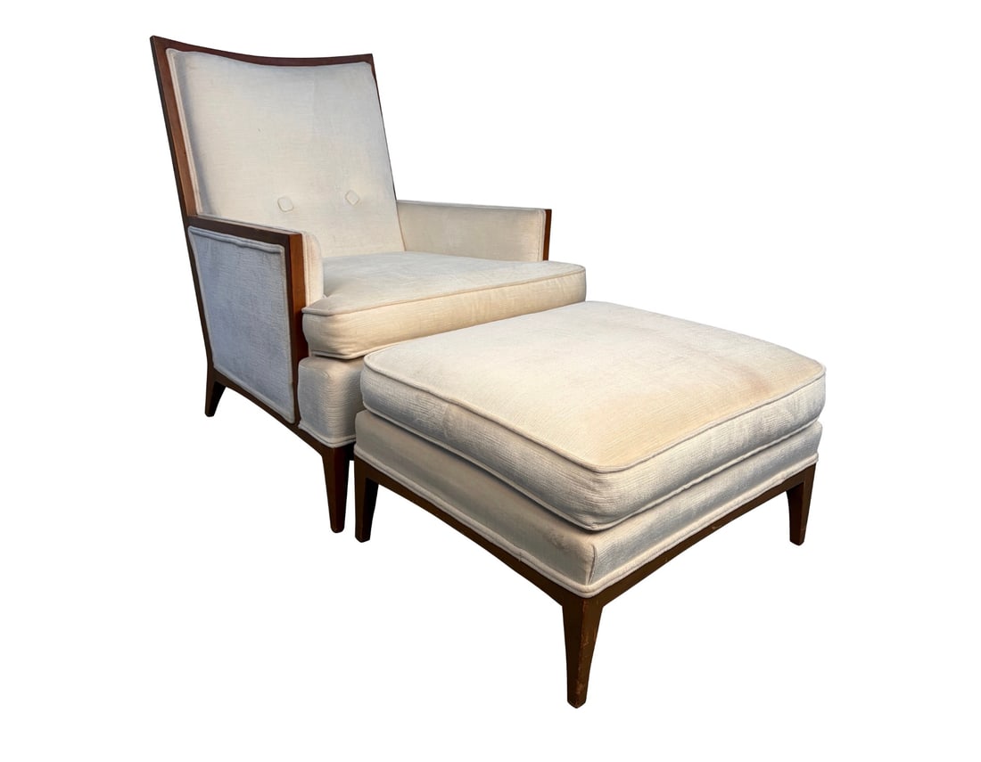 Mid-Century Upholstered Lounge Chair and Ottoman (1 of 17)