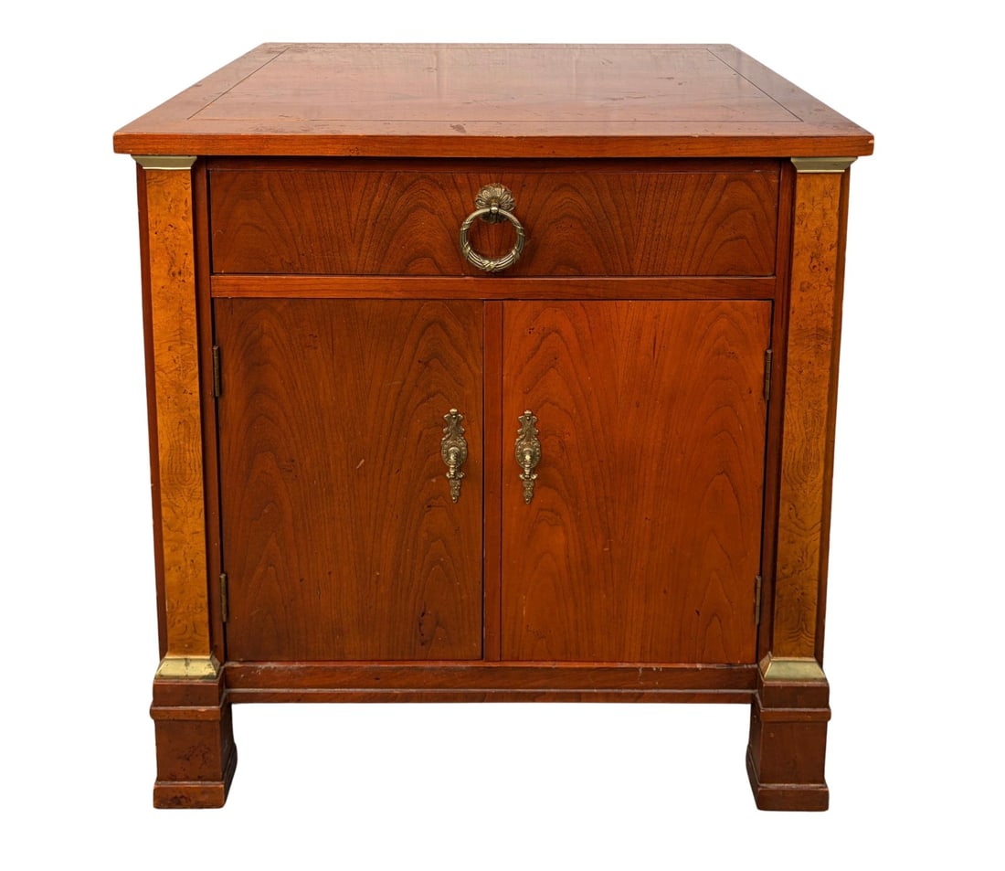 French Empire Style Cherry and Burled Wood Nightstand by Baker Furniture (1 of 17)