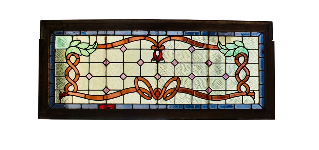 Transom Window w/ Stained Glass Design 67" x 28" (1 of 8)