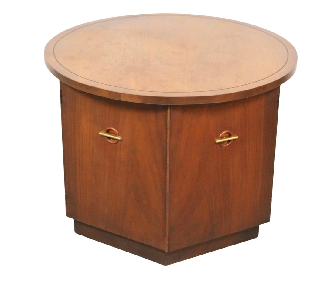 Mid-Century Vintage American Walnut Drum Table (1 of 13)