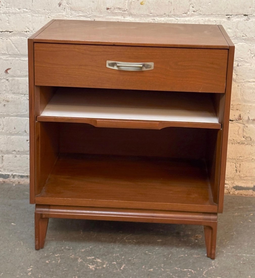 Single Mid-Century End Table w/ Pullout Tray - 2