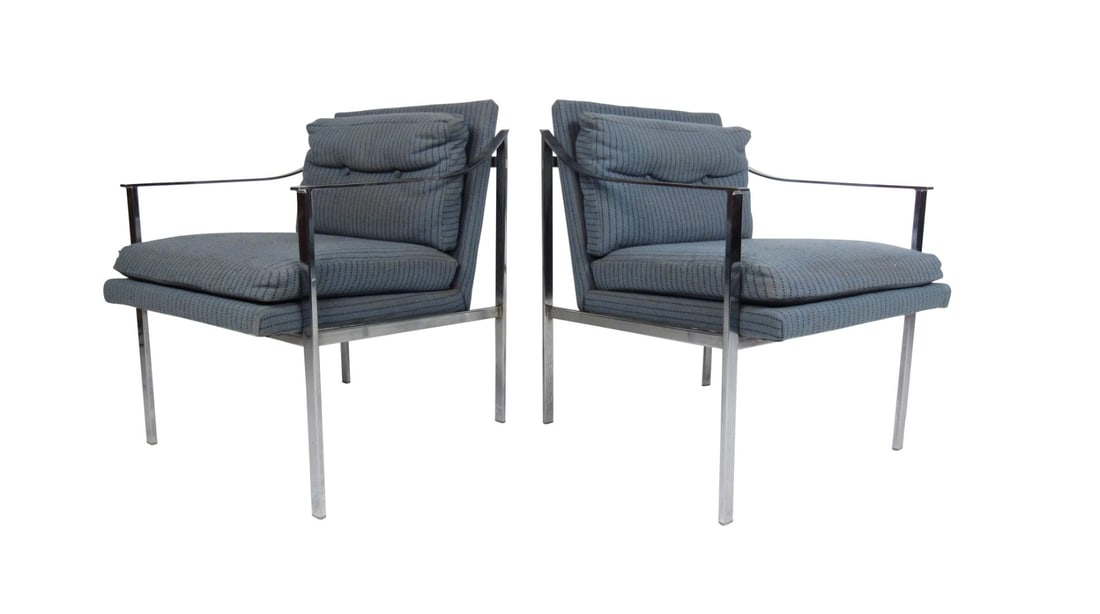 Pair of Mid-Century Modern Chrome Lounge Chairs (1 of 12)