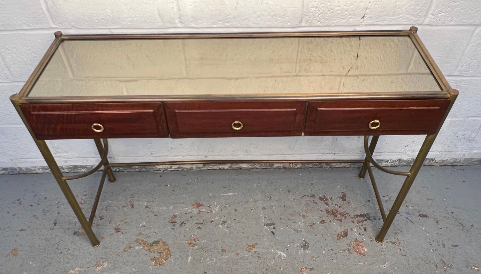 Mid-Century Modern Mirrored Top Console Table - 3