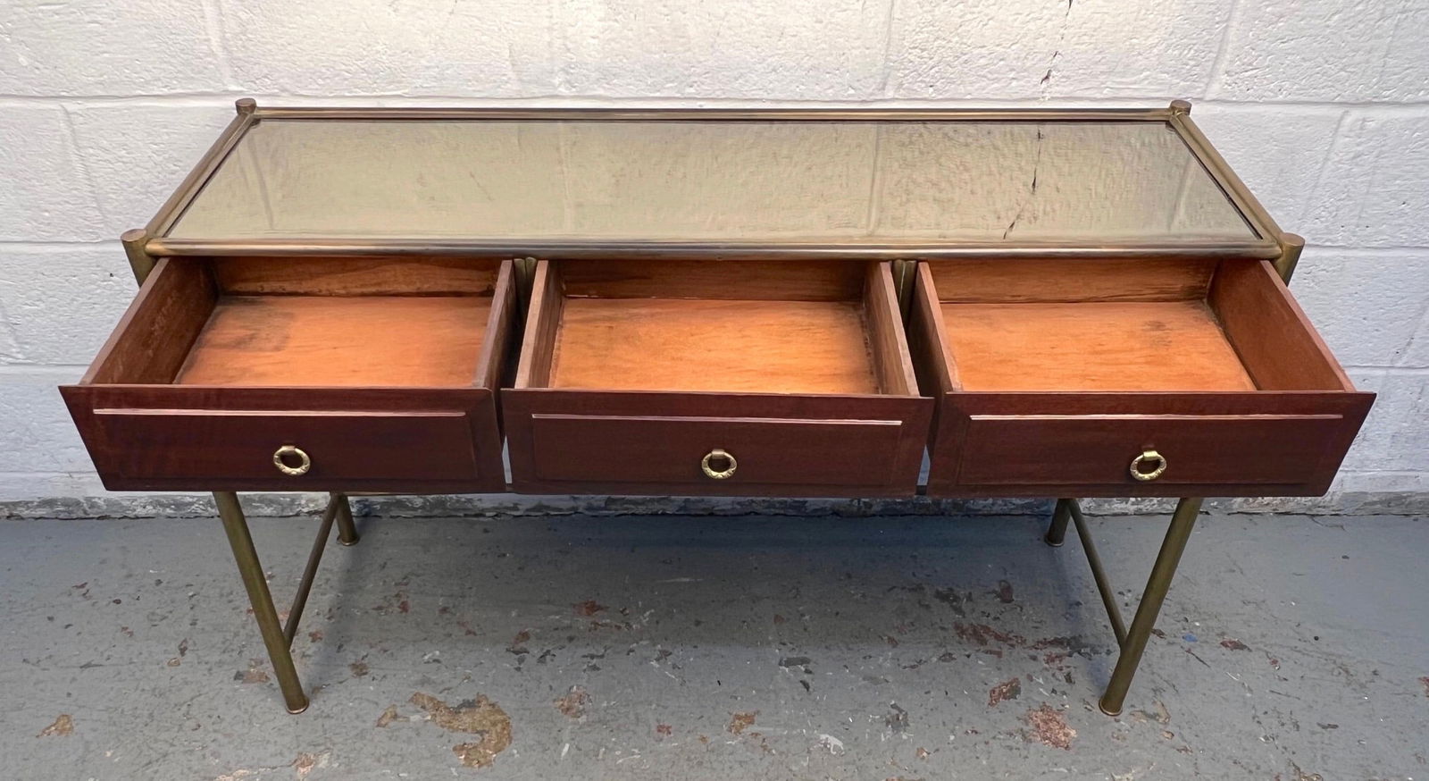 Mid-Century Modern Mirrored Top Console Table - 6