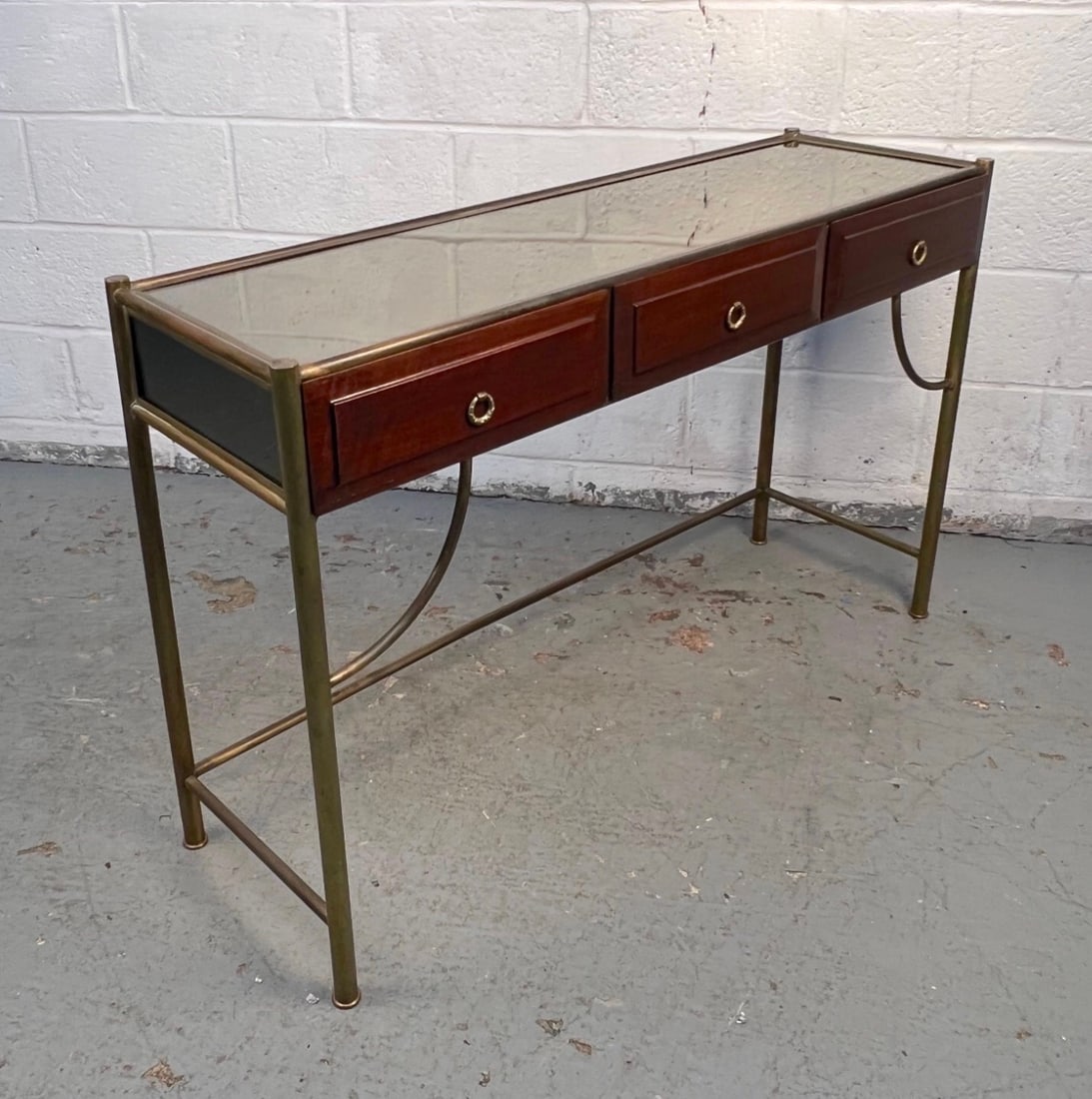 Mid-Century Modern Mirrored Top Console Table - 7