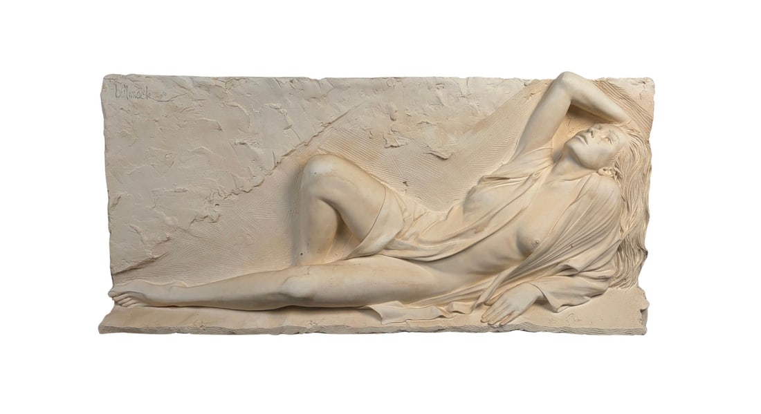 "Radiance" Bonded Sand Sculpture By Bill Mack: A captivating original bonded sand sculpture titled Radiance by renowned contemporary artist Bill Mack. This striking work depicts a nude female figure, rendered with elegance and sensitivity, and