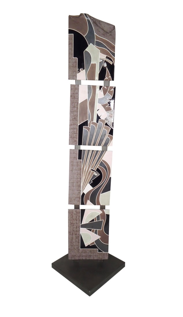 Mid-Century Modern Standing Tile Art, 1960s, Good Condition: This vintage standing art features detailed tile work on a sturdy base. Very impressive addition to any interior or home. // PICKUP LOCATION: BROOKLYN, NY // Condition: Good. Wear consistent