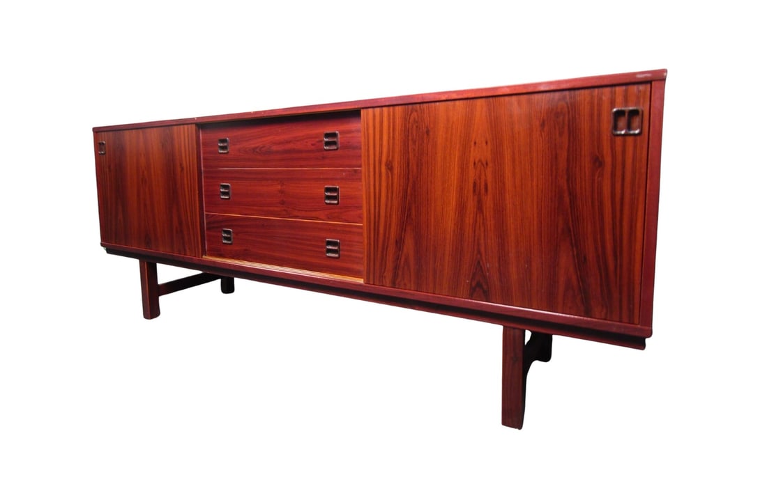Mid-Century Danish Rosewood Credenza with Sliding Doors, 1970s (1 of 14)