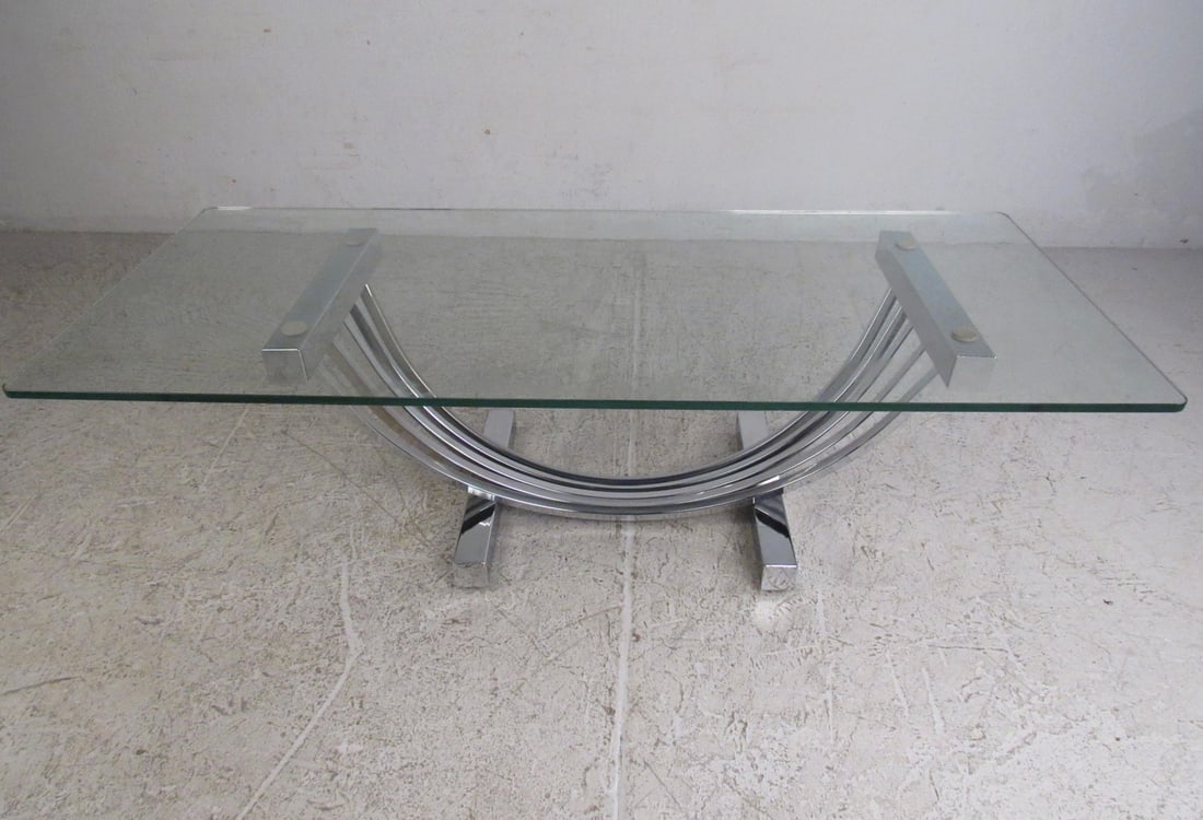 Hollywood Regency Coffee table w/ Chrome Base - 3