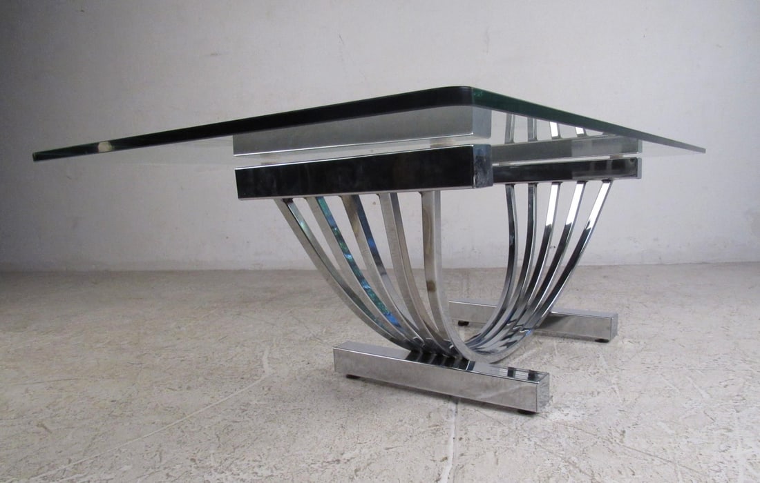 Hollywood Regency Coffee table w/ Chrome Base - 4