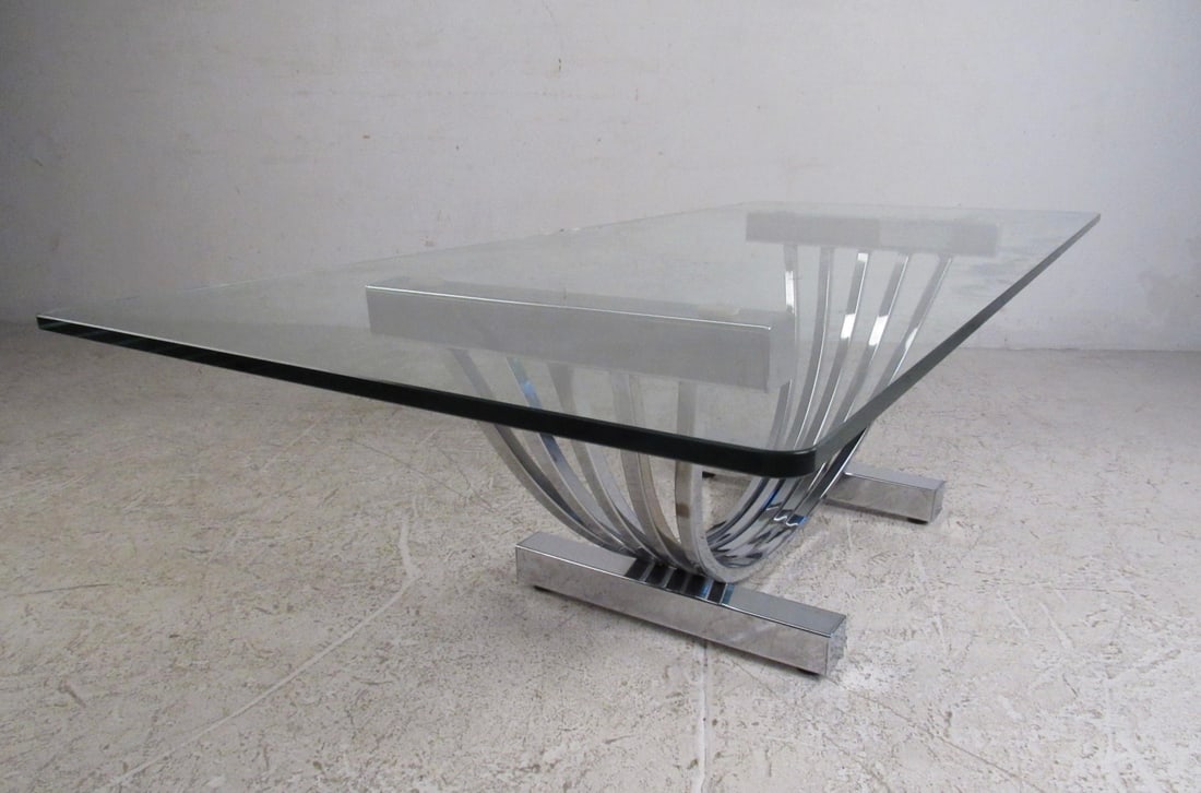 Hollywood Regency Coffee table w/ Chrome Base - 6