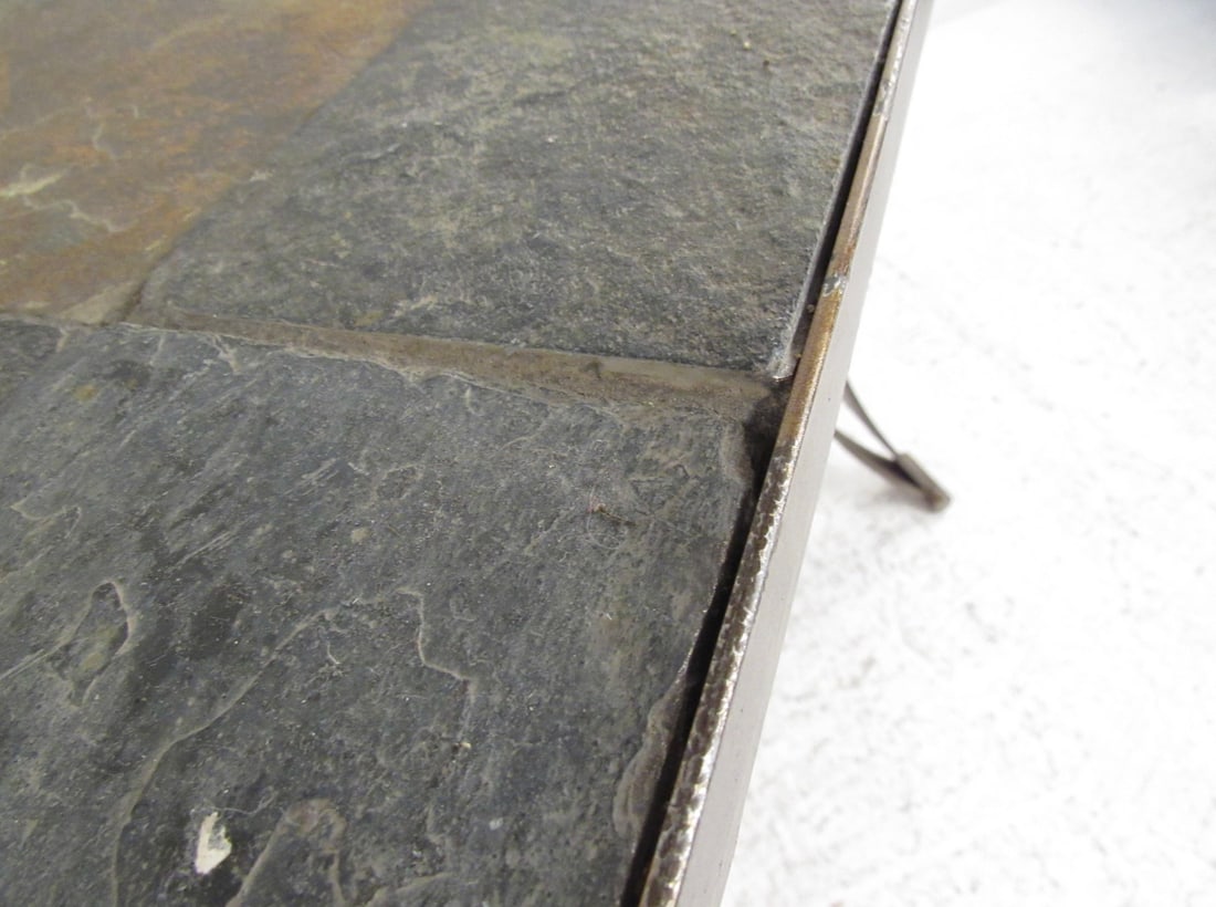 Slate Stone Top Metal Side Table - 13