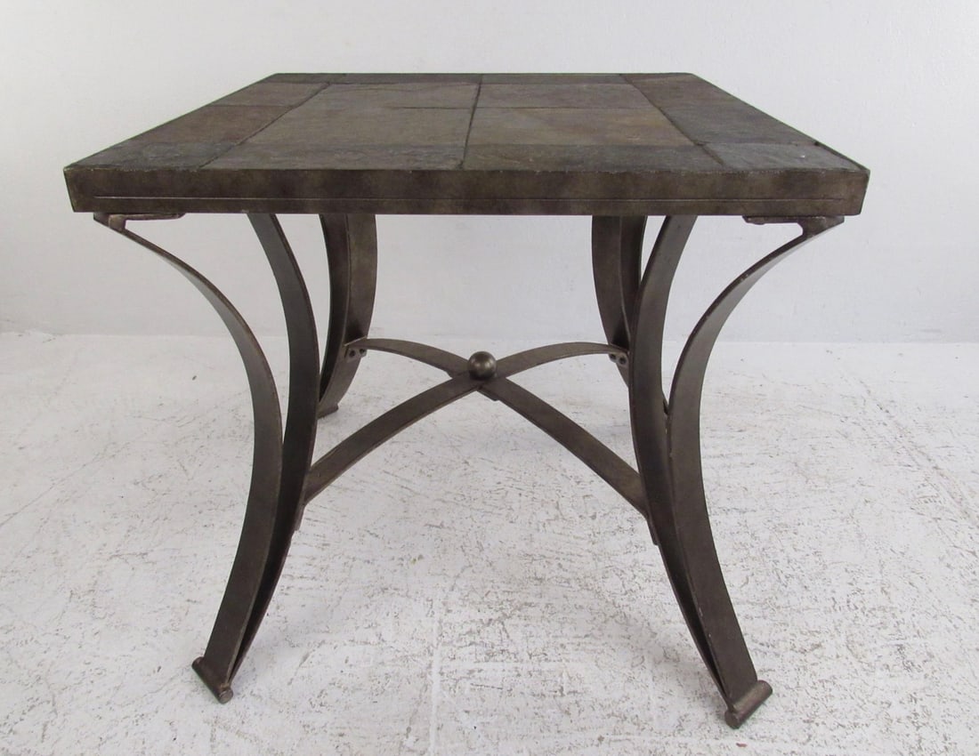 Slate Stone Top Metal Side Table - 2